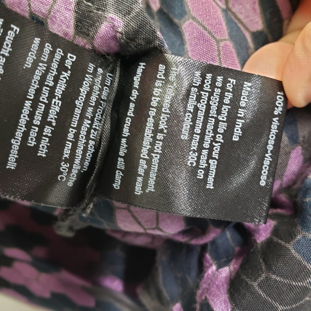 Masai Drawstring Bubble Hem Tunic Dress Lagenlook S‎ Grey Purple Black Artsy - Picture 9 of 13